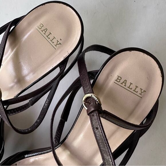 Bally ‘Jael’ Chocolate Brown Strappy Heeled Sandals Wrap Ankle Strap 6.5 - Picture 5 of 16